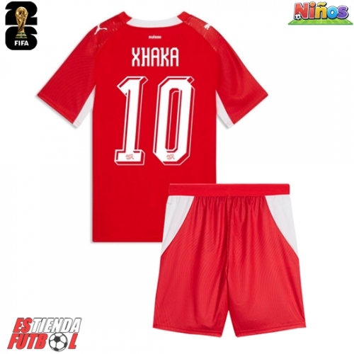 Suiza Granit Xhaka #10 Primera Equipación Niños Mundial 2026 Manga Corta (+ Pantalones cortos)